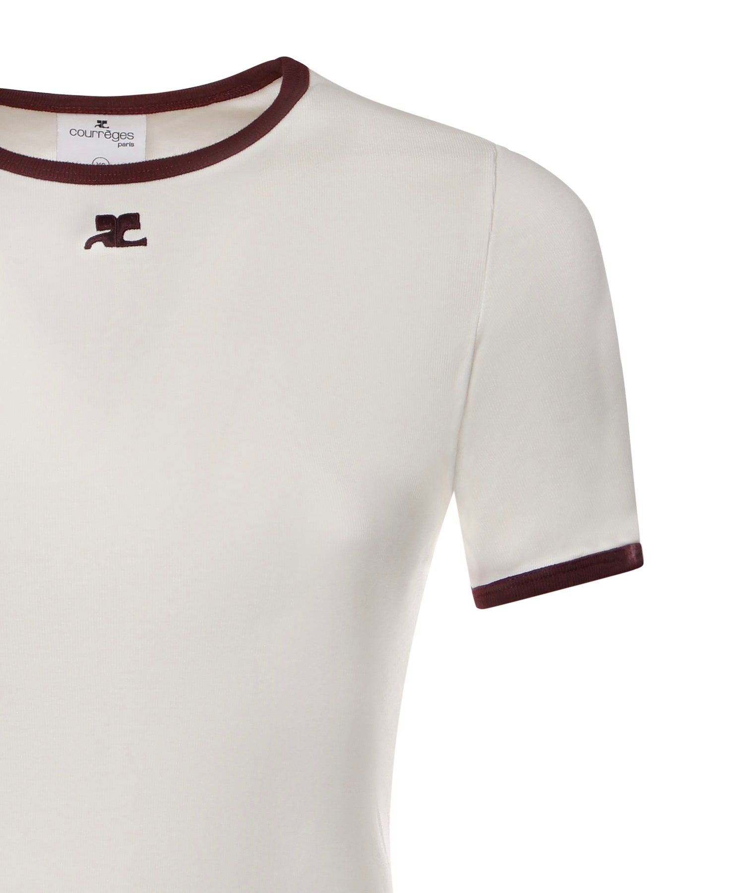 T-shirt in cotone 125JTS0117JS0203 HERITAGEWHITE/BORDEAUX COURREGES 