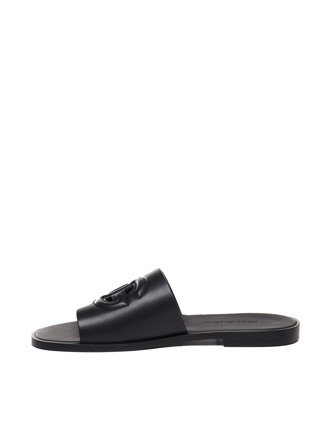 Slide in pelle con logo DG A80397 AO60280999 DOLCE & GABBANA 