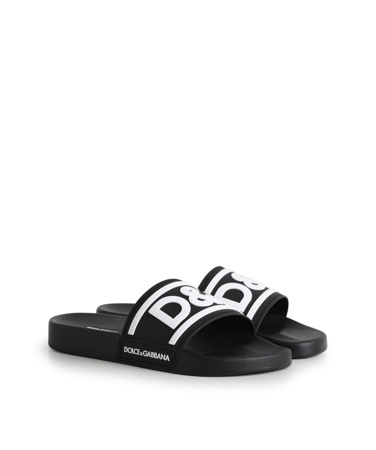 Slide beachwear in gomma con logo CS2072 AQ85889690 DOLCE & GABBANA 
