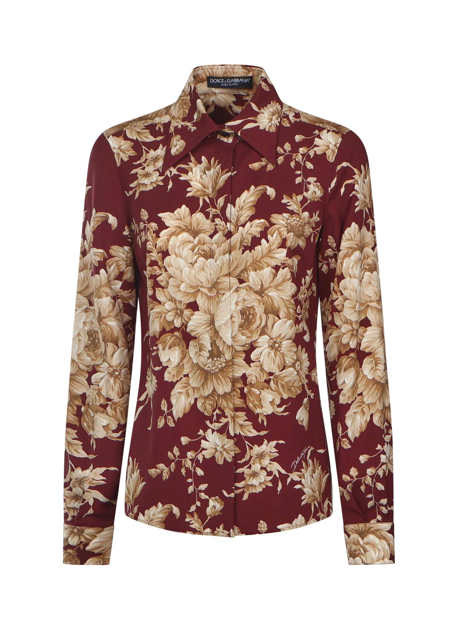 Camicia in charmeuse stampa Rose F5R64T FSA7YHR4OX DOLCE & GABBANA 