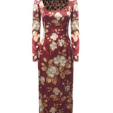 Abito in raso stampa Rosa vintage F6TYGT FSIB8HR5QQ DOLCE & GABBANA 