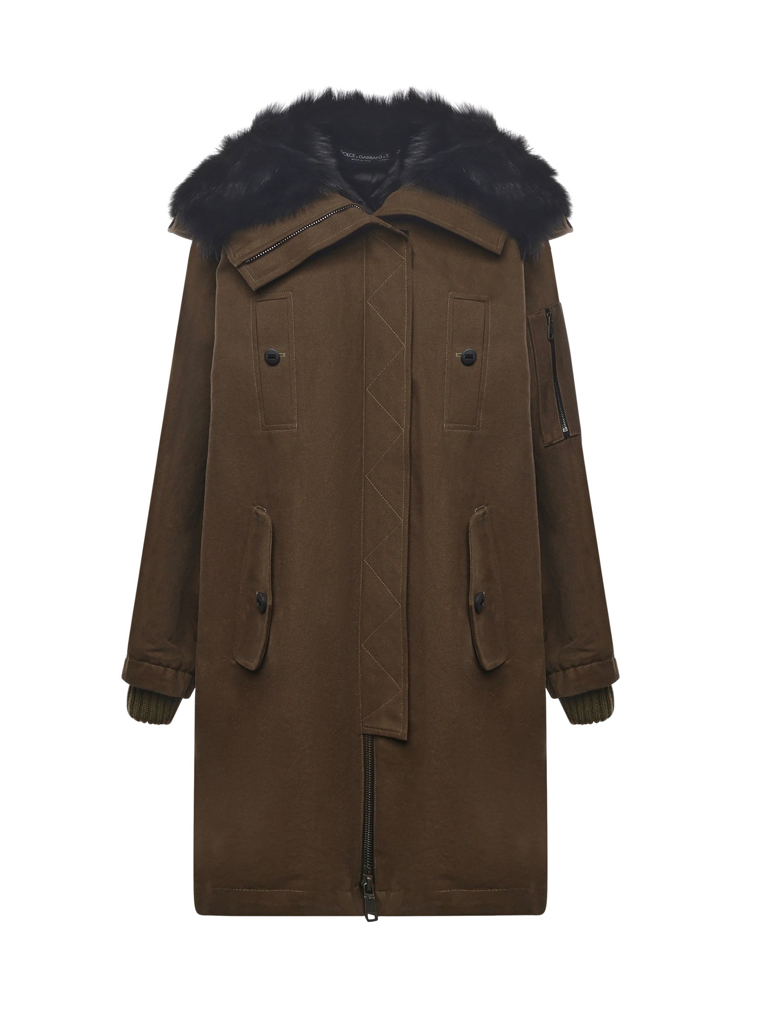 Piumino lungo con finiture in pelliccia F9U05Z FU6YDV0531 DOLCE & GABBANA 