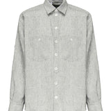 Camicia in tela di lino delavè G5NI3T FU4MFS8290 DOLCE & GABBANA 