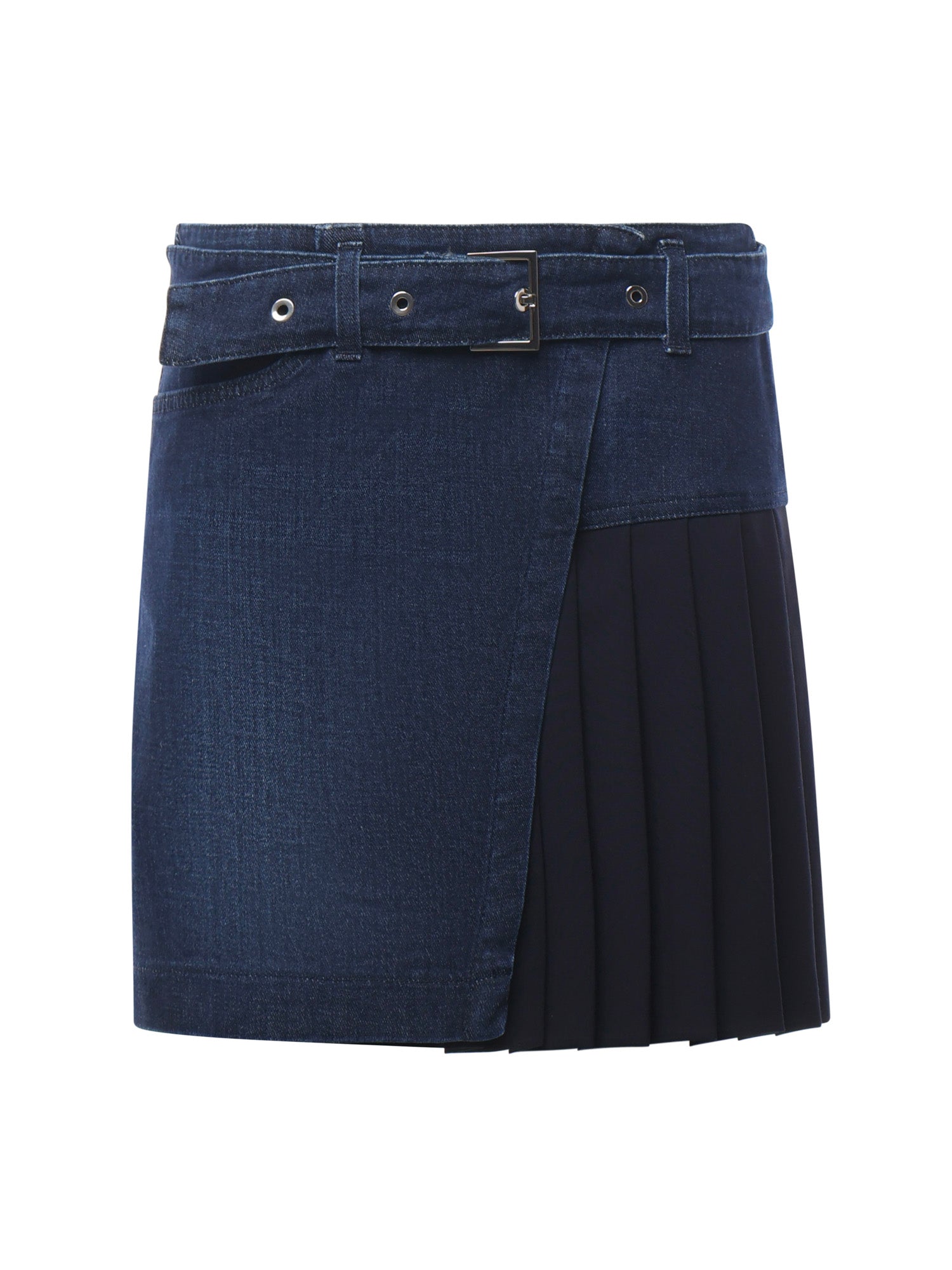 Minigonna in denim e tela di lana G594 DS0345MLQ1800 DONDUP 