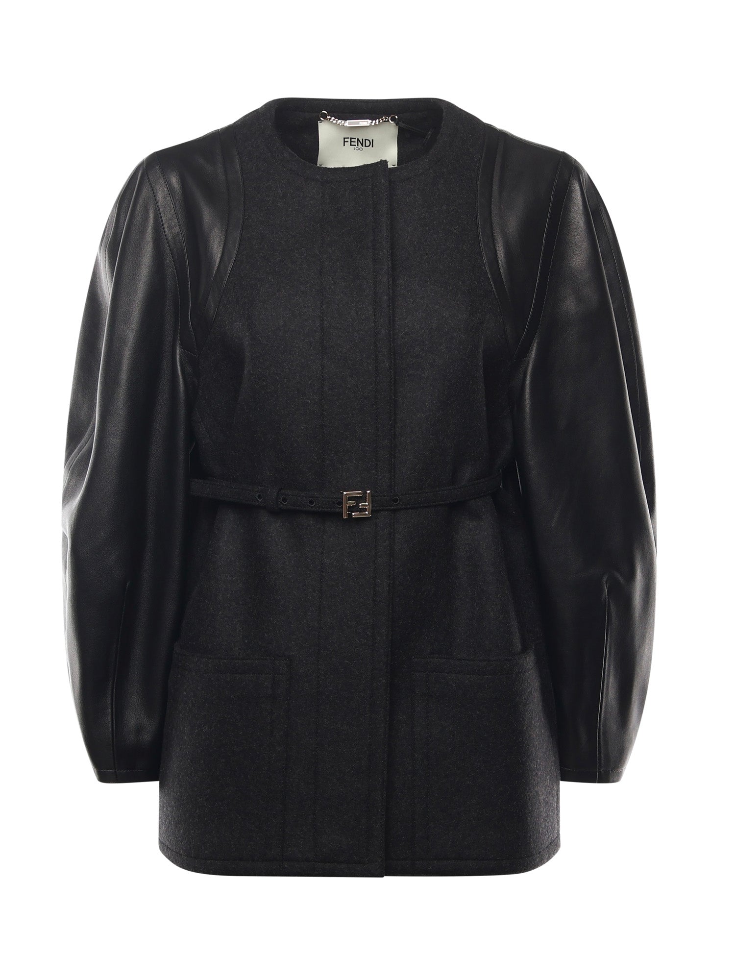 Giacca in lana e pelle<BR/><BR/> FJ7650 AJ0KF0TAZ FENDI 