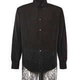 Camicia in lana gessata e pizzo FS1332 AVK1F0DHP FENDI 