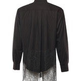 Camicia in lana gessata e pizzo FS1332 AVK1F0DHP FENDI 