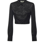 Camicia cropped in seta FF jacquard FS7994 AJ0ZF0GME FENDI 
