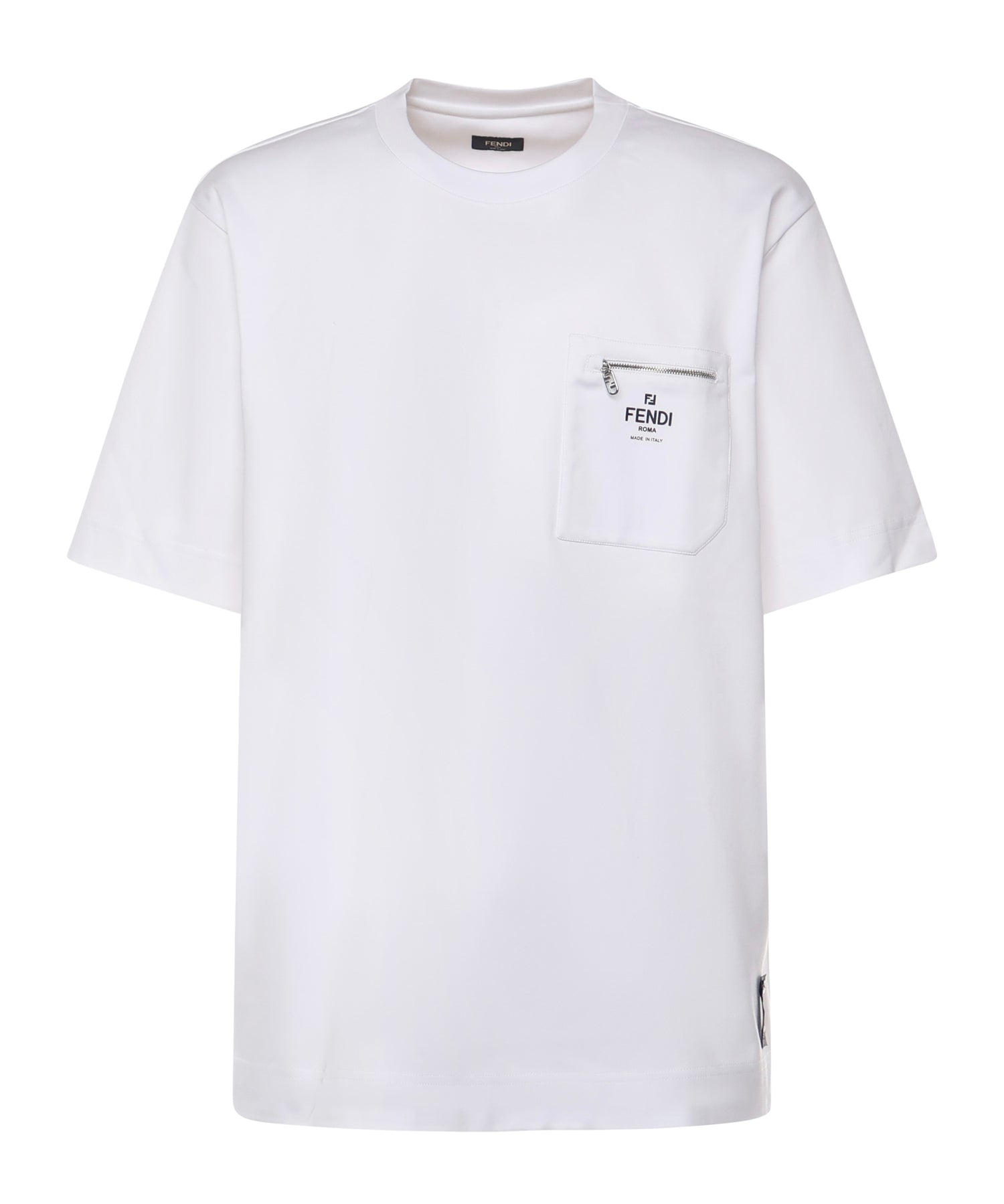 T-shirt in cotone con taschino logo e zip FY0936 ARYRF0QA0 FENDI 