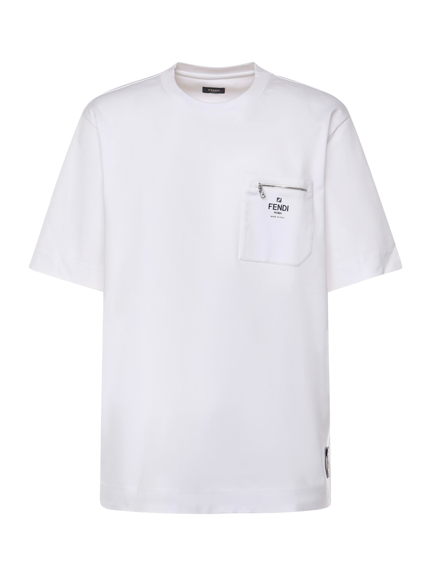 T-shirt in cotone con taschino logo e zip FY0936 ARYRF0QA0 FENDI 