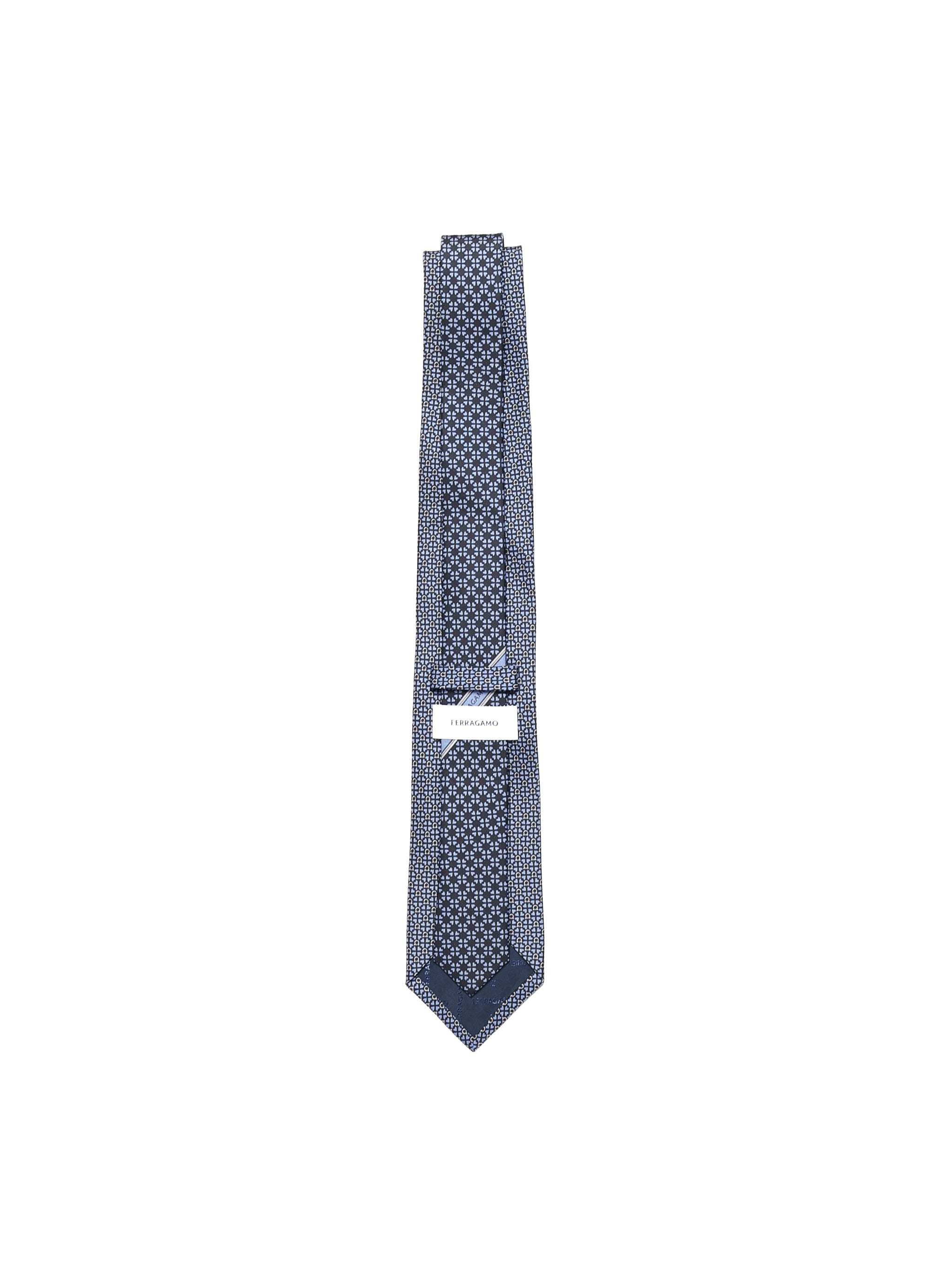 Cravatta in seta stampa Gancini e cuori 351259 784220001 FERRAGAMO 