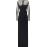 Abito lungo con maniche in rete e strass 79AAO440 N0356899 GENNY 