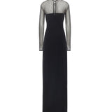 Abito lungo con maniche in rete e strass 79AAO440 N0356899 GENNY 