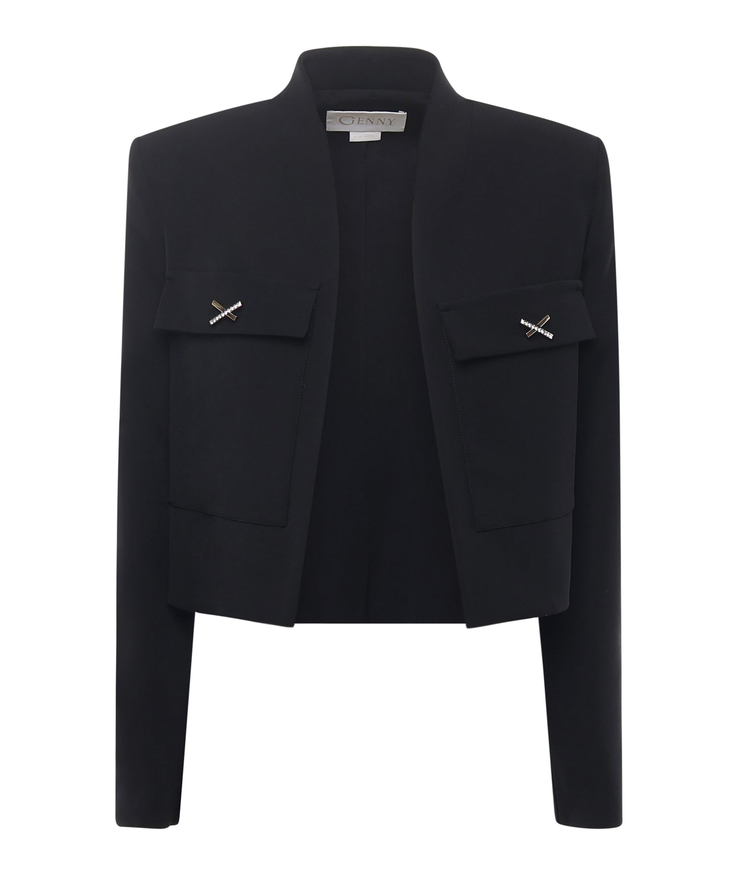 Giacca cropped in cady con dettaglio gioiello a X 79AAQ516 N0356899 GENNY 