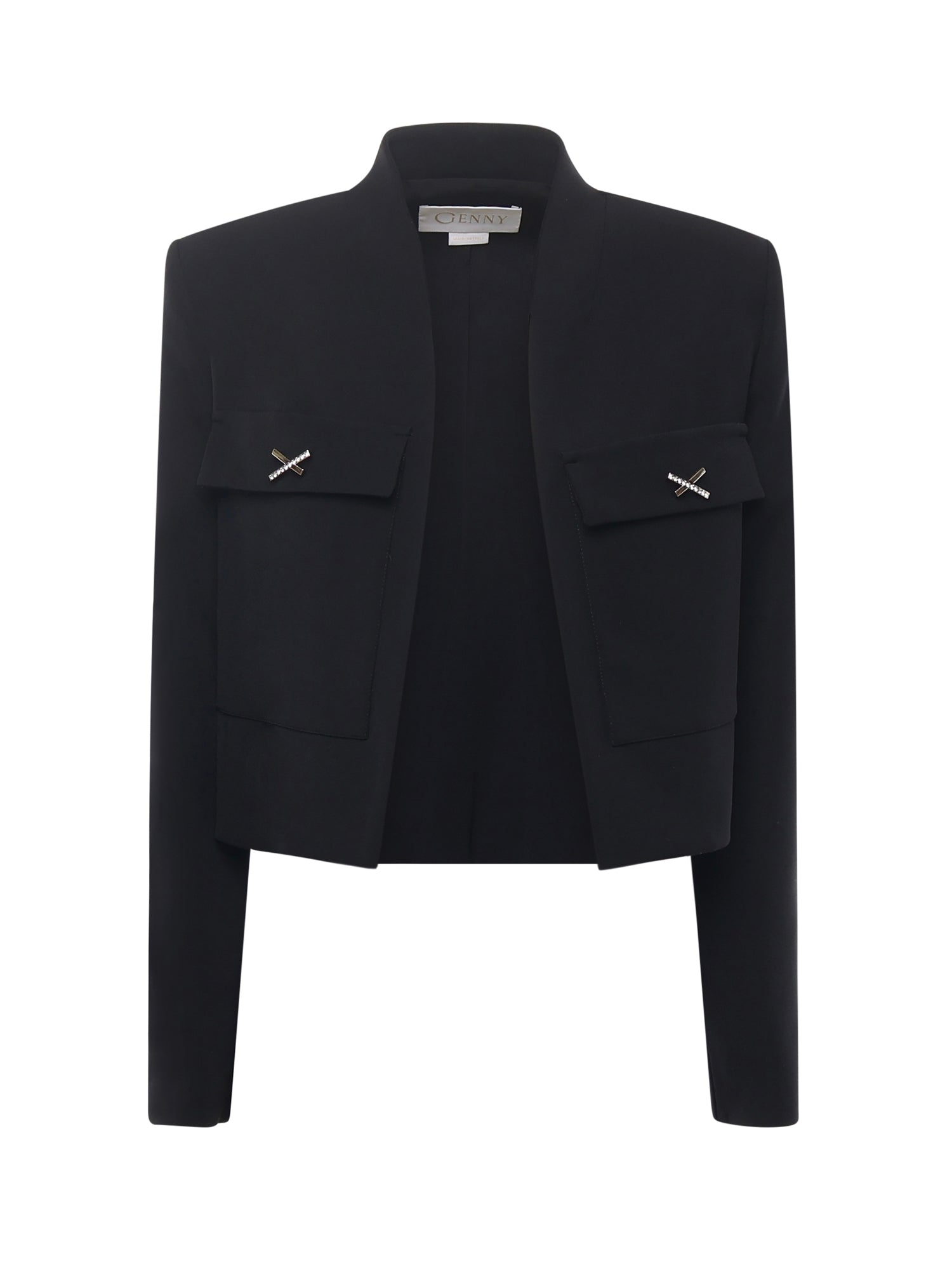 Giacca cropped in cady con dettaglio gioiello a X 79AAQ516 N0356899 GENNY 