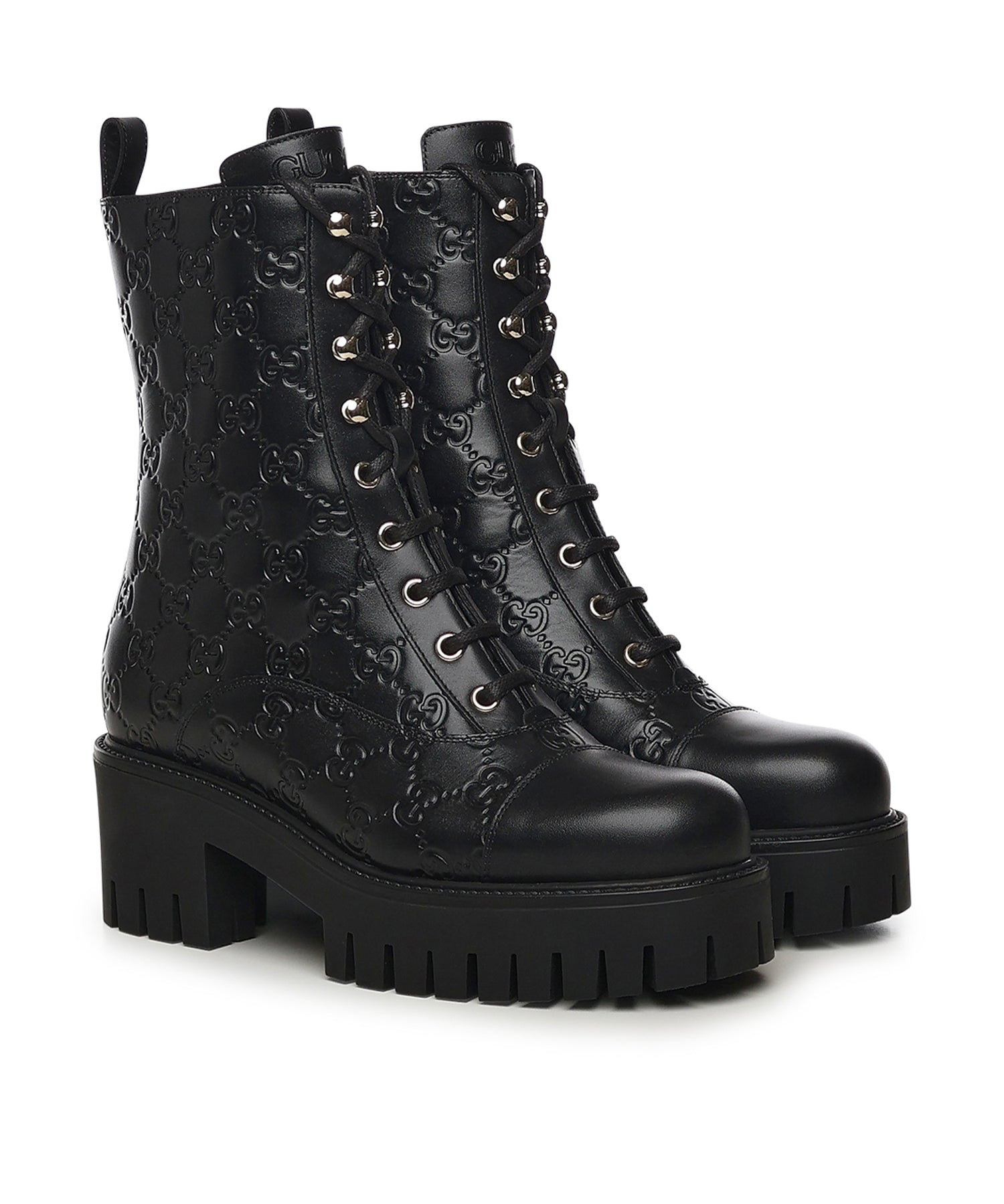 Stivaletto stringato in pelle GG 840739 AAE5Q1000 GUCCI 