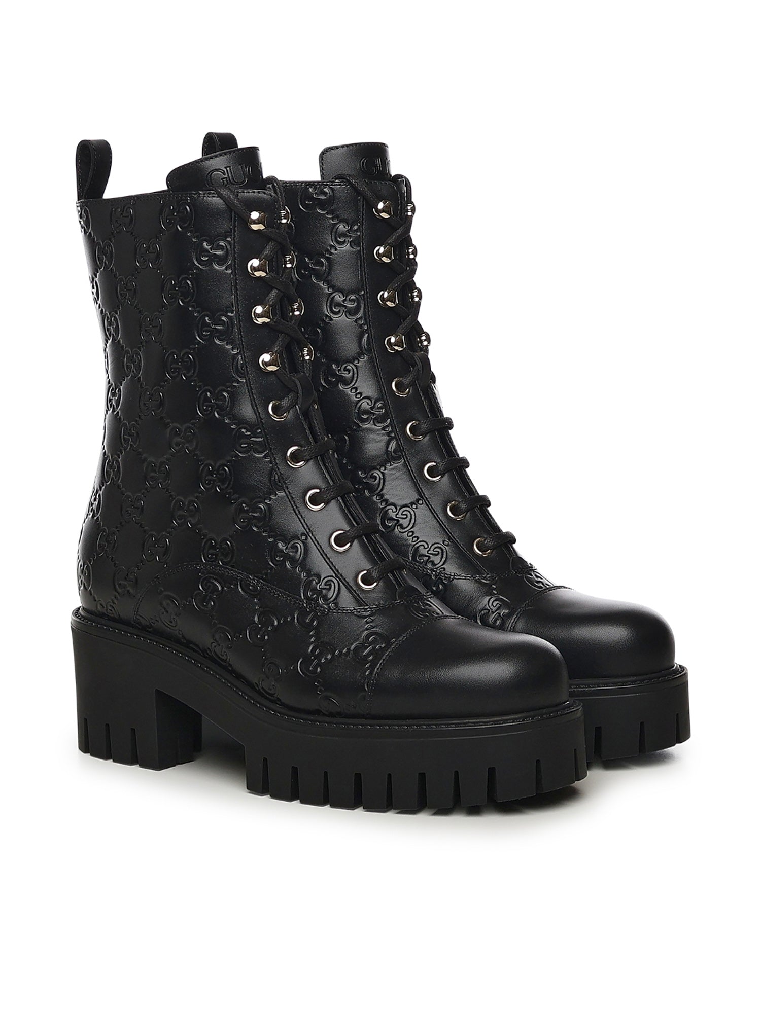 Stivaletto stringato in pelle GG 840739 AAE5Q1000 GUCCI 