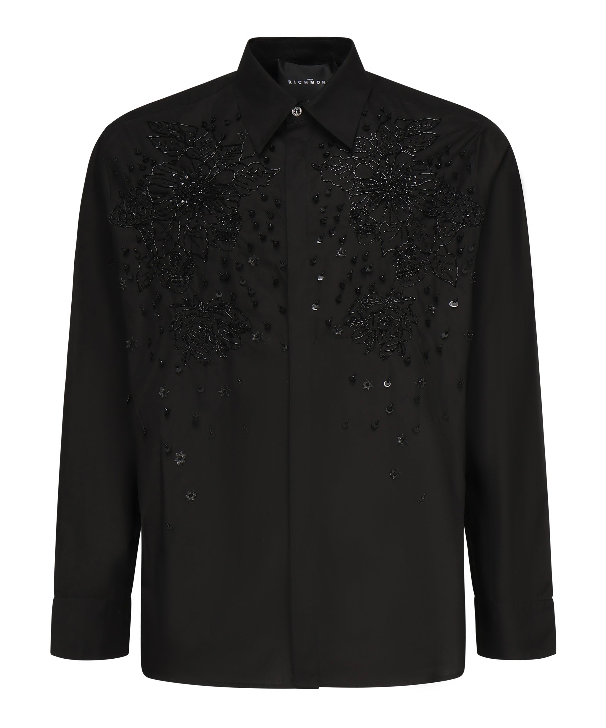 Camicia Tavaria con ricami e paillettes RMP25233CA BLACK JOHN RICHMOND 