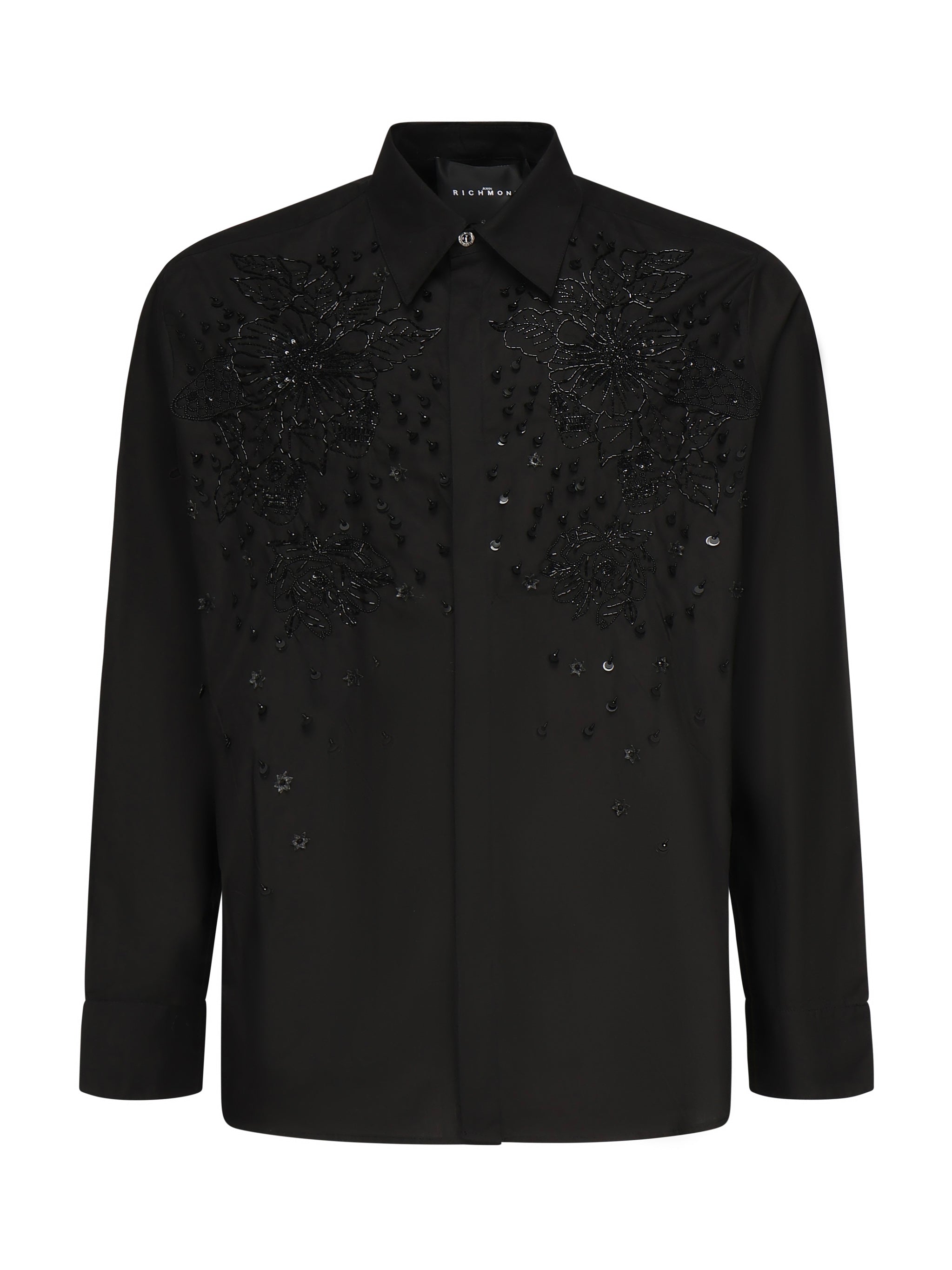 Camicia Tavaria con ricami e paillettes RMP25233CA BLACK JOHN RICHMOND 