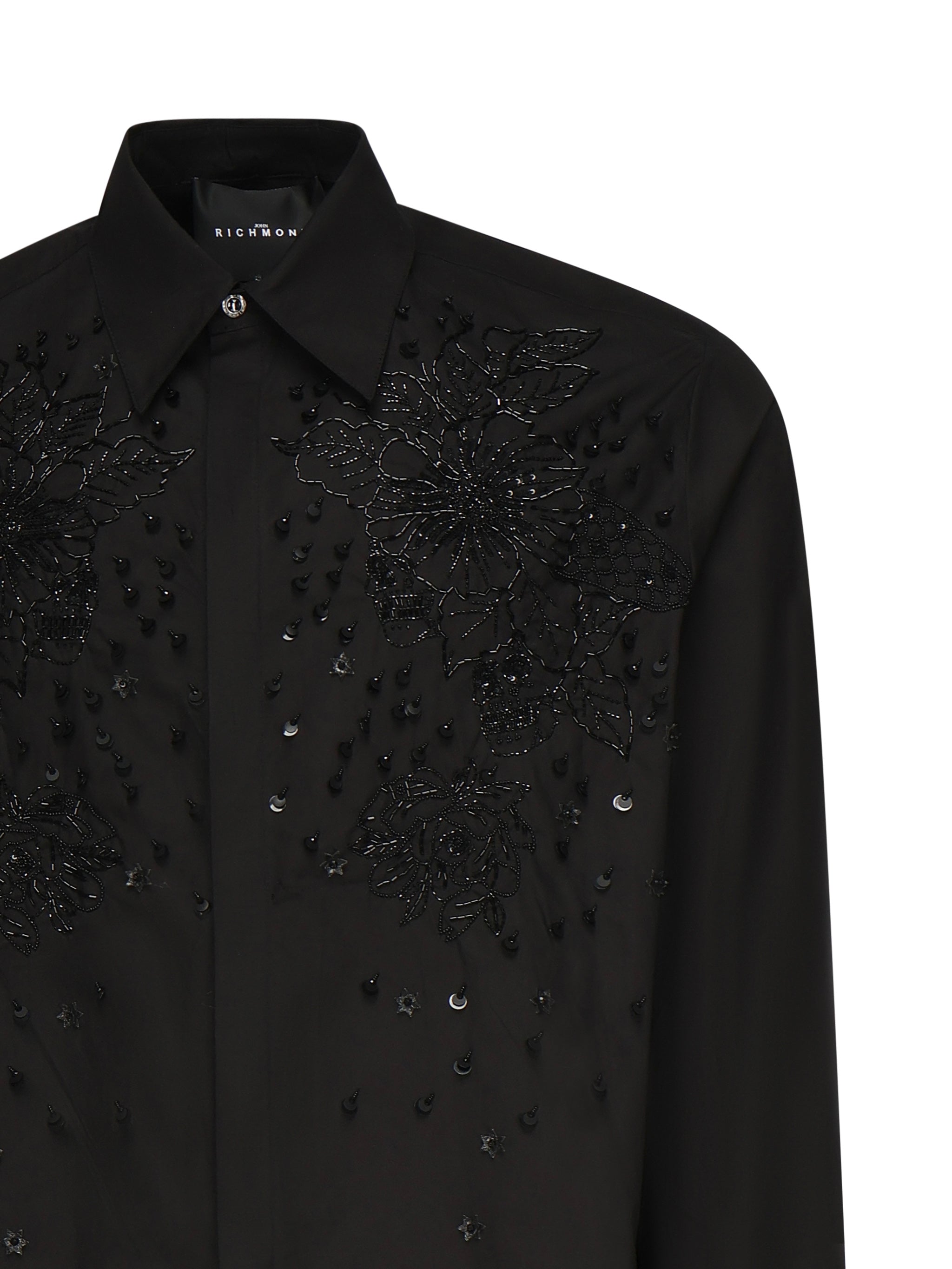 Camicia Tavaria con ricami e paillettes RMP25233CA BLACK JOHN RICHMOND 