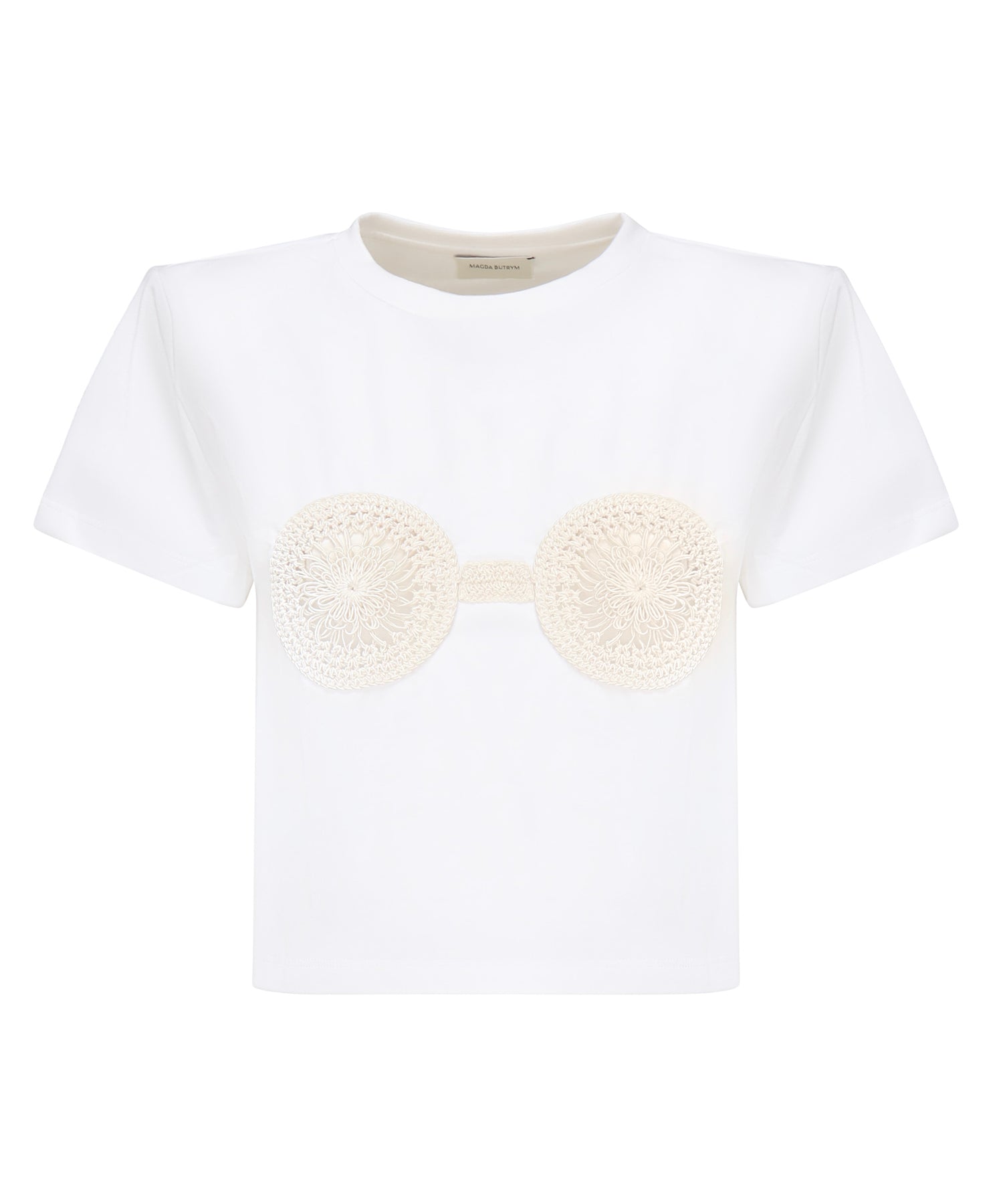 T-shirt cropped con reggiseno all'uncinetto 1083210009857  MAGDA BUTRYM 