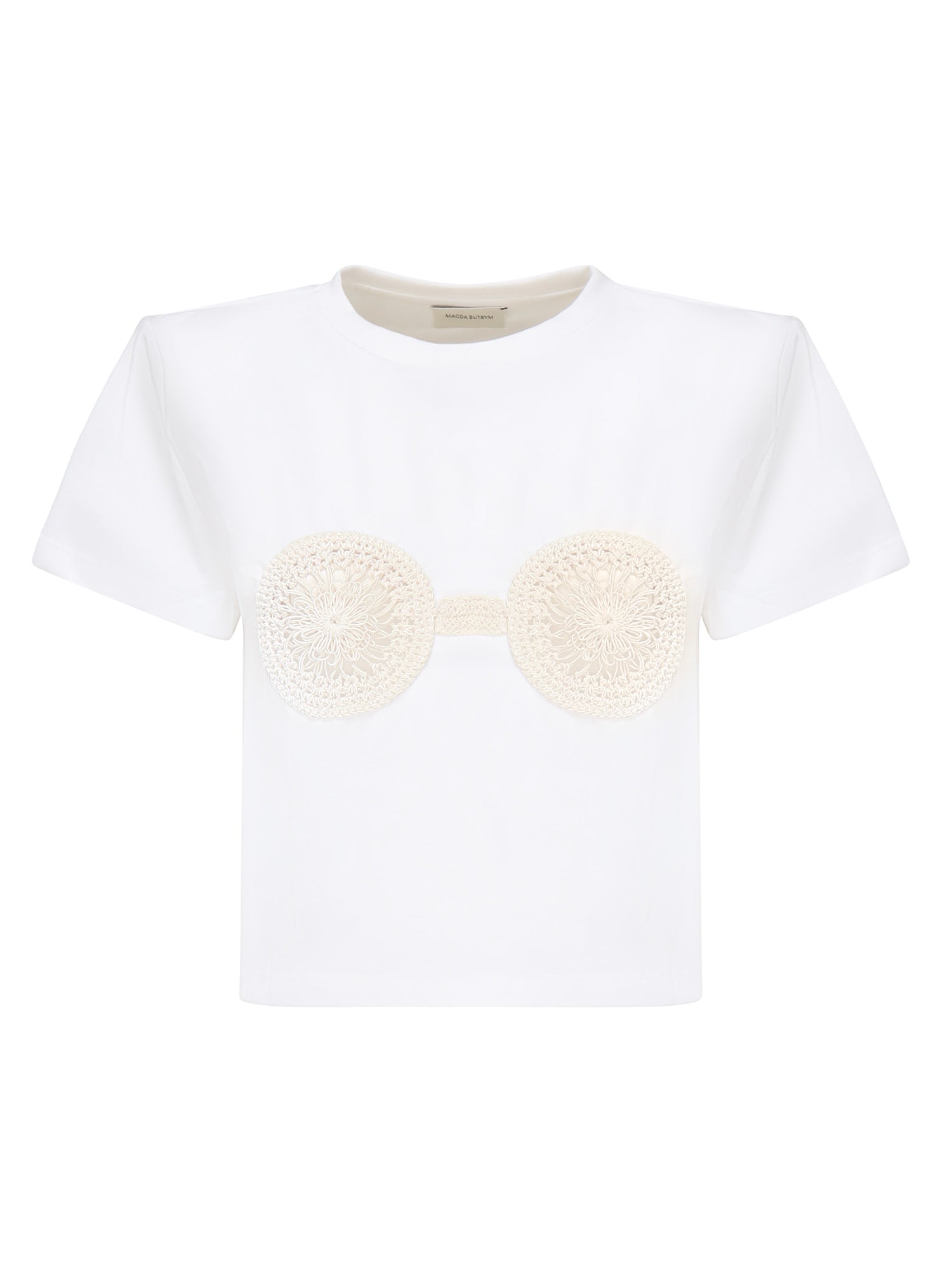 T-shirt cropped con reggiseno all'uncinetto 1083210009857  MAGDA BUTRYM 