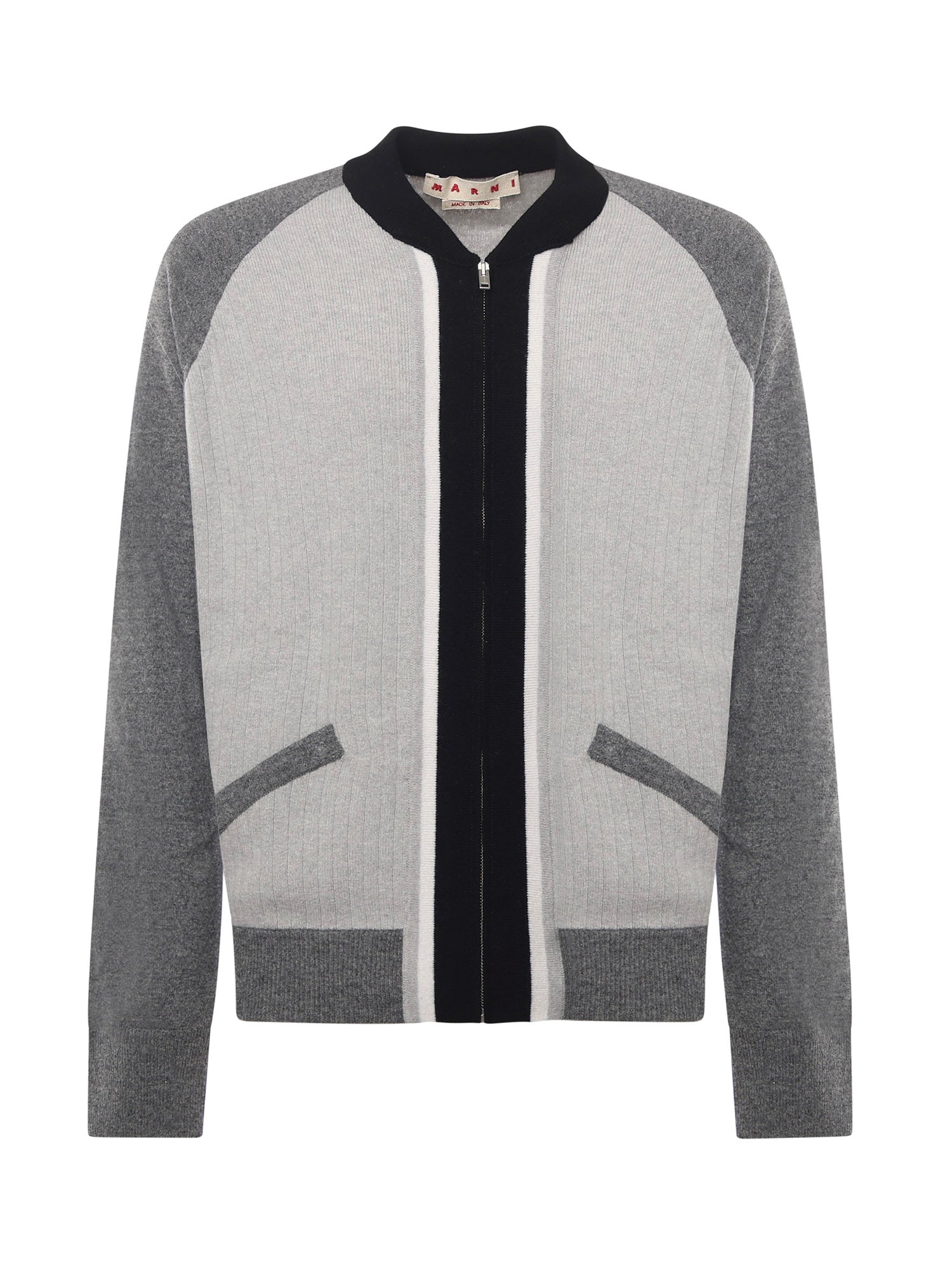 Cardigan in lana con collo bomber CDMG0165Q0 UFH55100N15 MARNI 