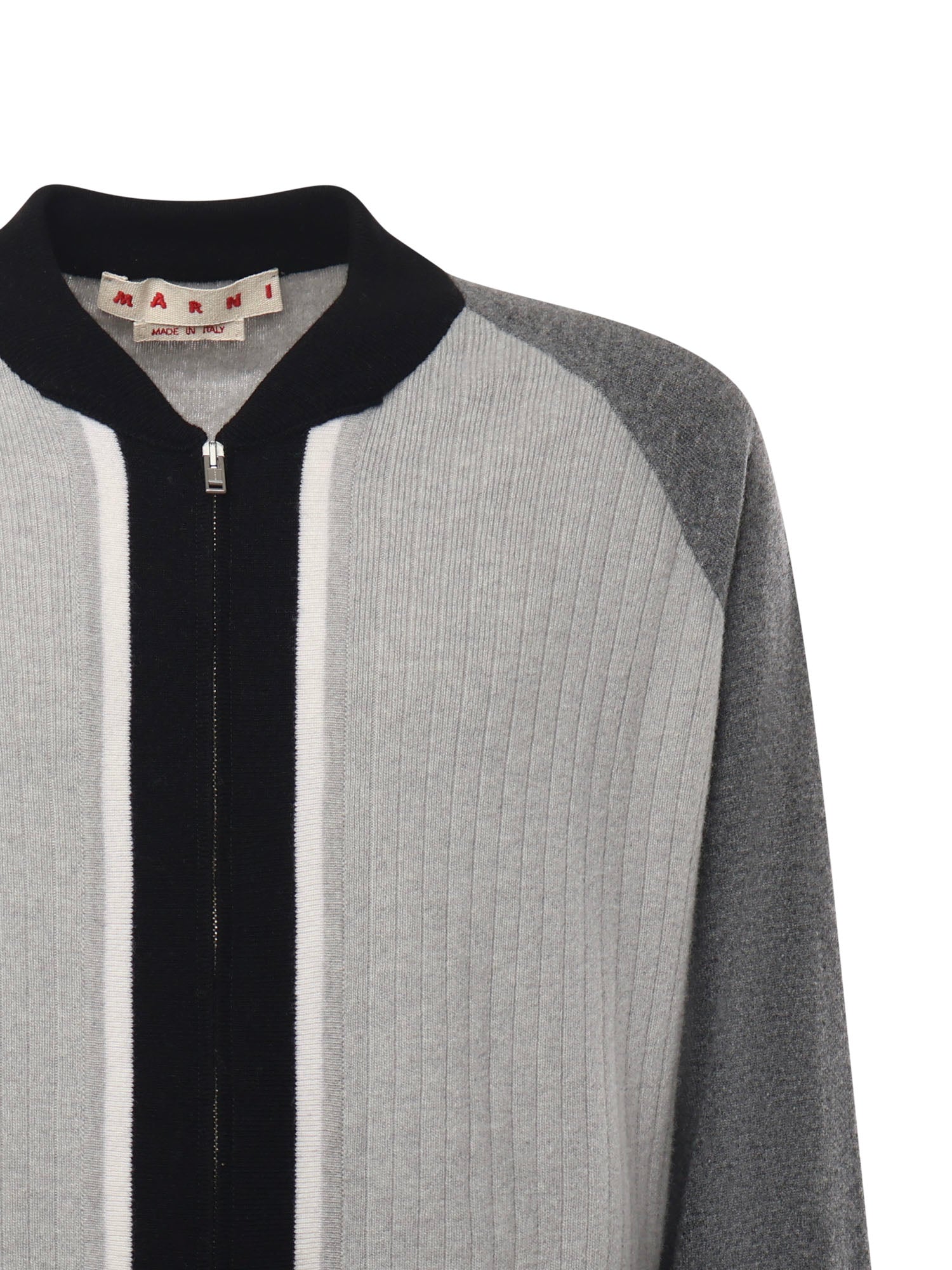 Cardigan in lana con collo bomber CDMG0165Q0 UFH55100N15 MARNI 