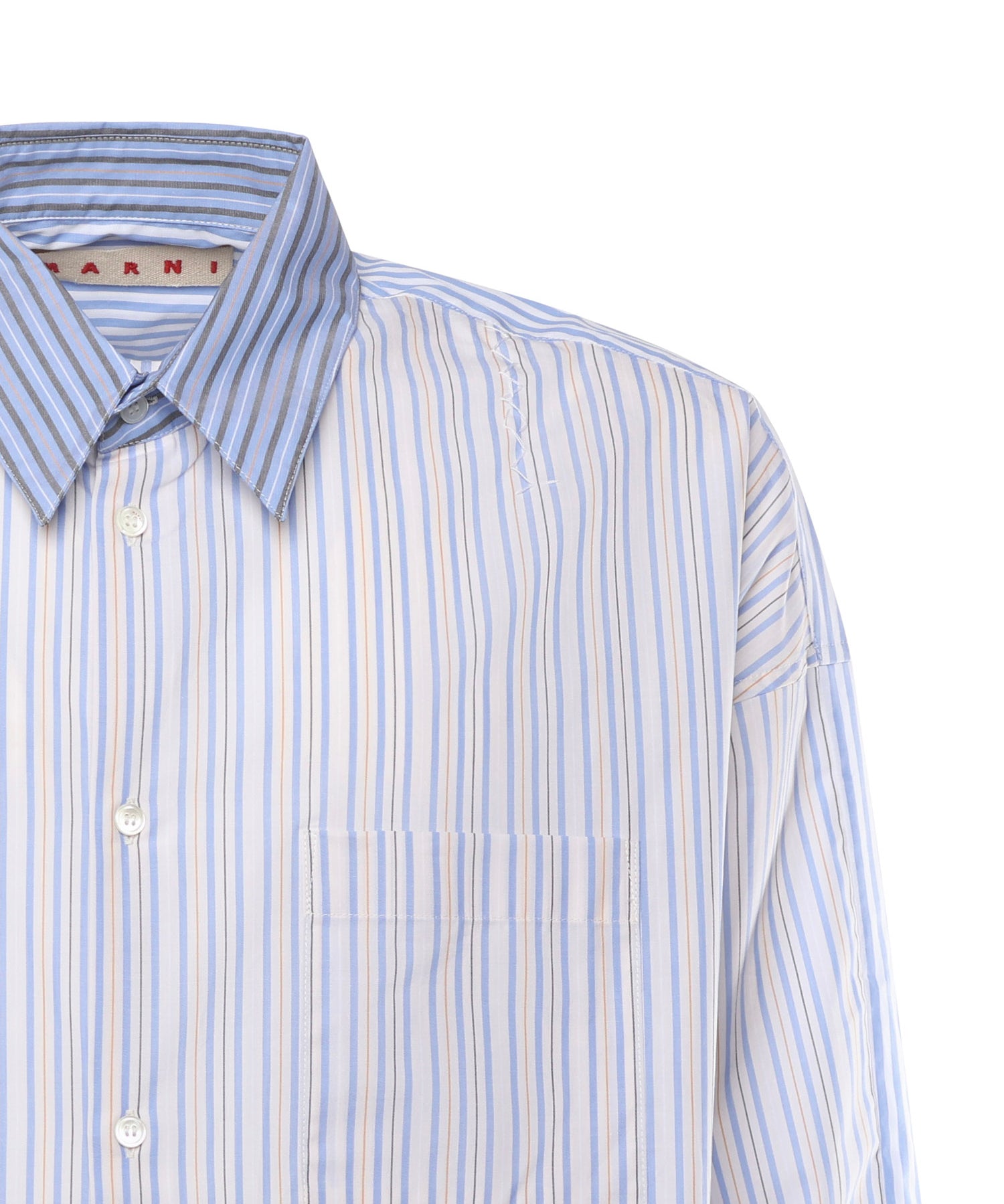 Camicia in cotone biologico con mix di righe CUMU0061SQ UTC529STB50 MARNI 
