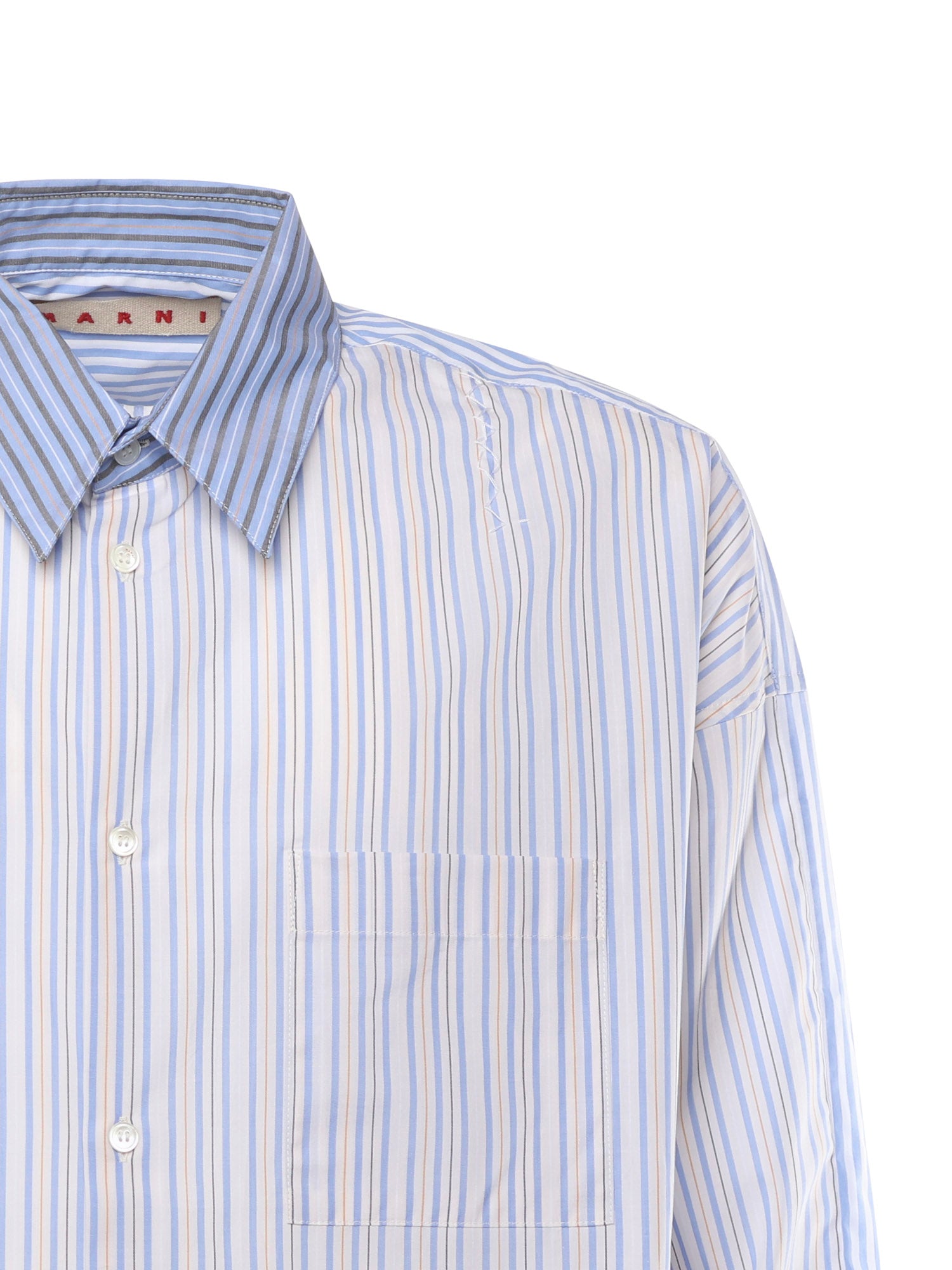 Camicia in cotone biologico con mix di righe CUMU0061SQ UTC529STB50 MARNI 