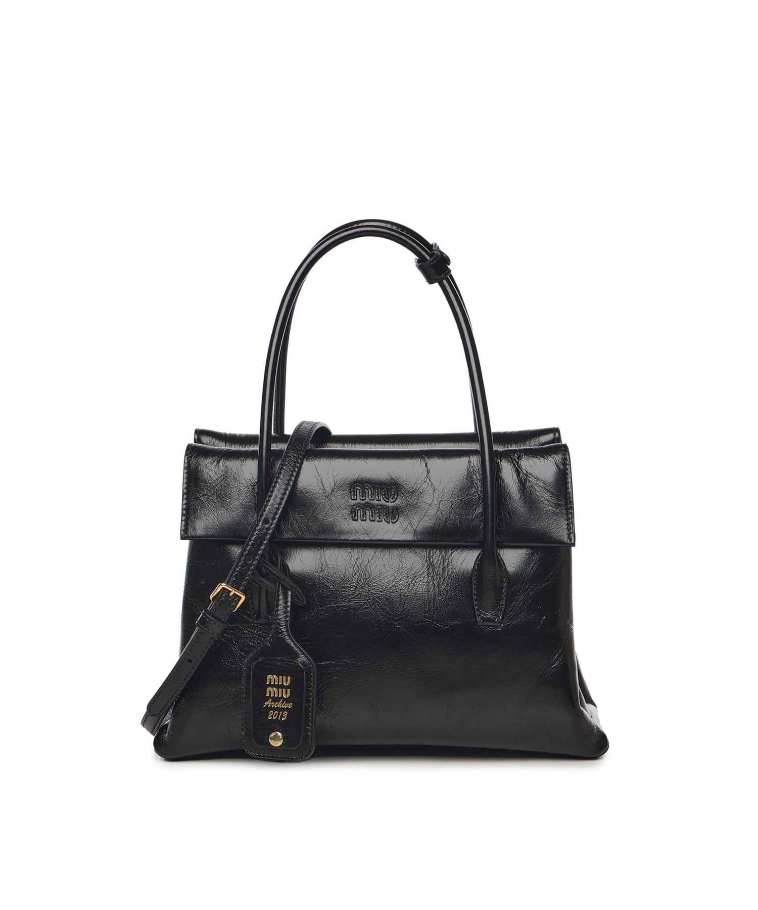 Borsa Solitaire in pelle lucida 5BA302 US0F0002 MIU MIU 