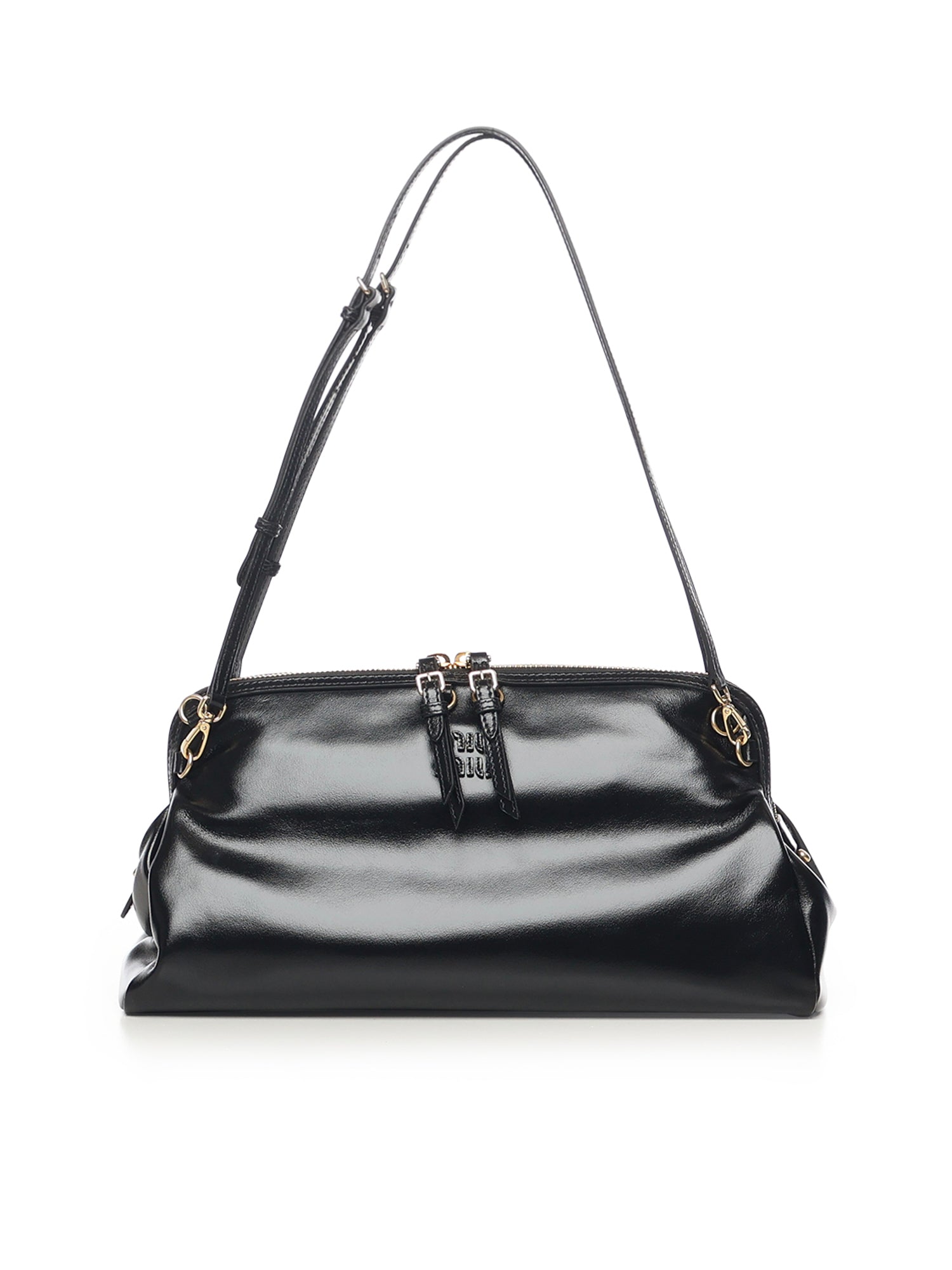 Pochette in pelle con logo 5BF129 2IEOF0002 MIU MIU 