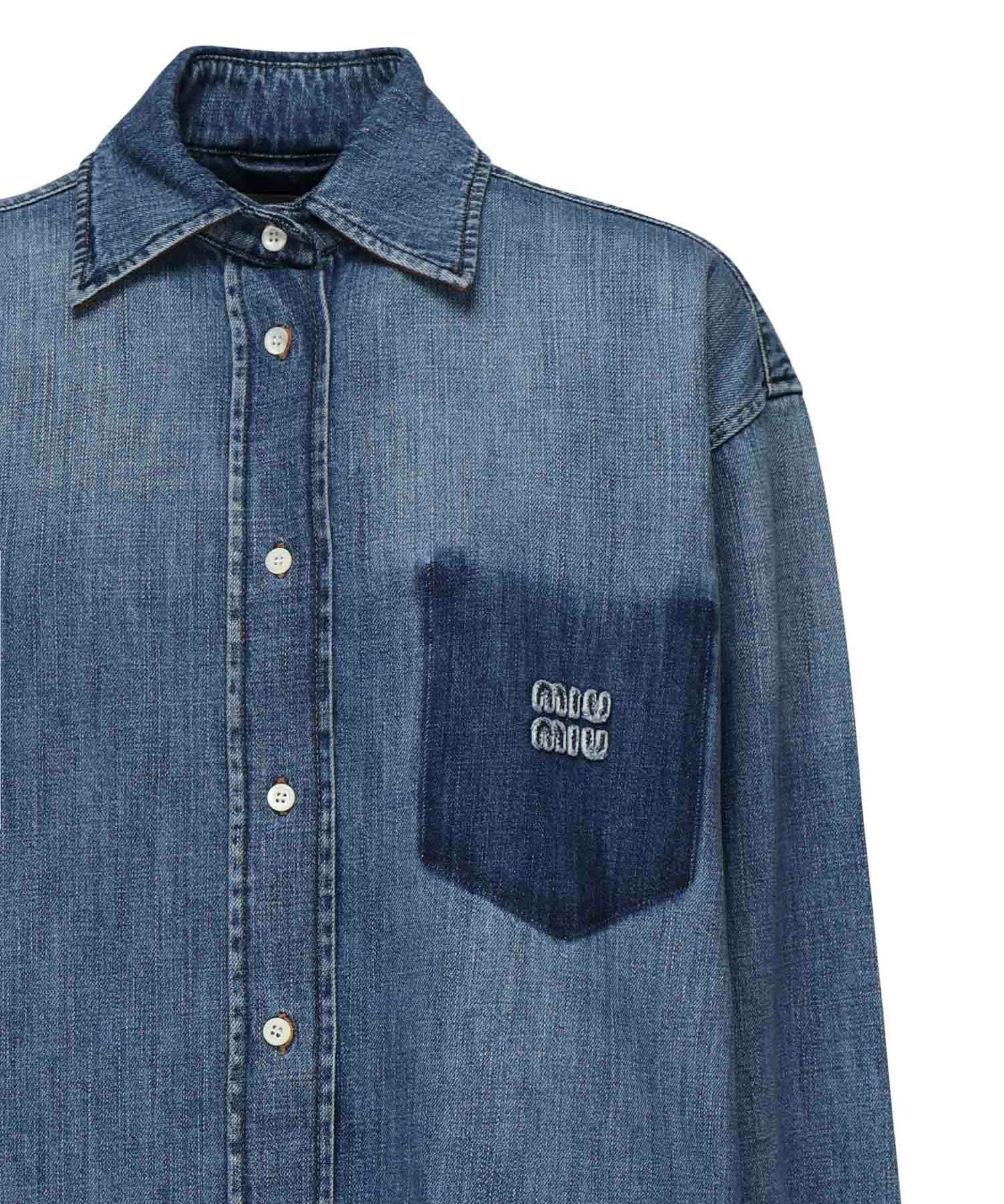 Camicia in denim con logo GWC125 17GGF0076 MIU MIU 
