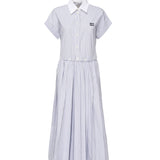 Abito plissé in popeline a righe MF5989 174TF0W3B MIU MIU 