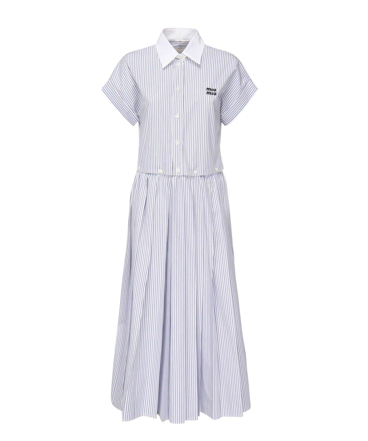 Abito plissé in popeline a righe MF5989 174TF0W3B MIU MIU 