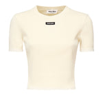 T-shirt cropped con logo MJN580 17Z9F0304 MIU MIU 
