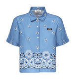 Camicia in popeline fiammato con stampa MK1951 17XXF061M MIU MIU 