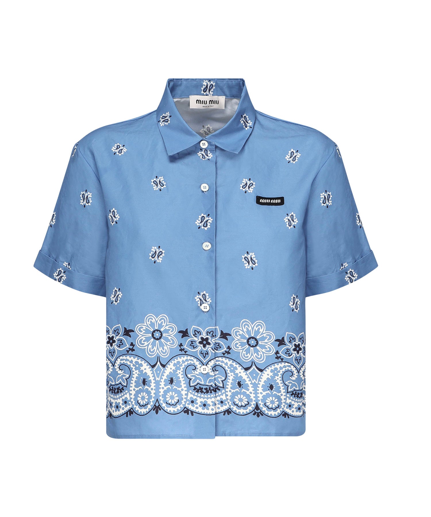 Camicia in popeline fiammato con stampa MK1951 17XXF061M MIU MIU 