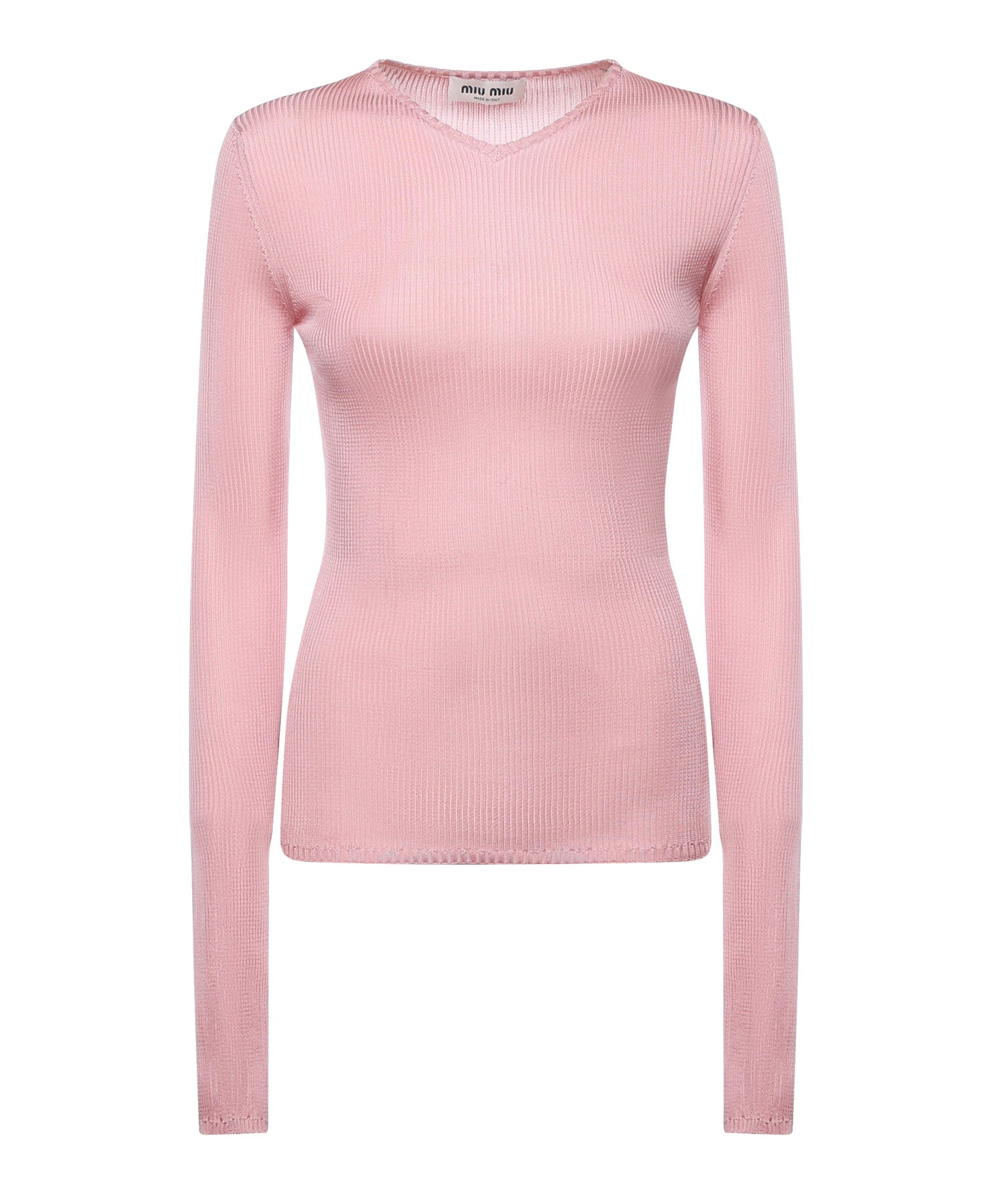 Maglia scollo a V in seta MML01B 18BQF0638 MIU MIU 
