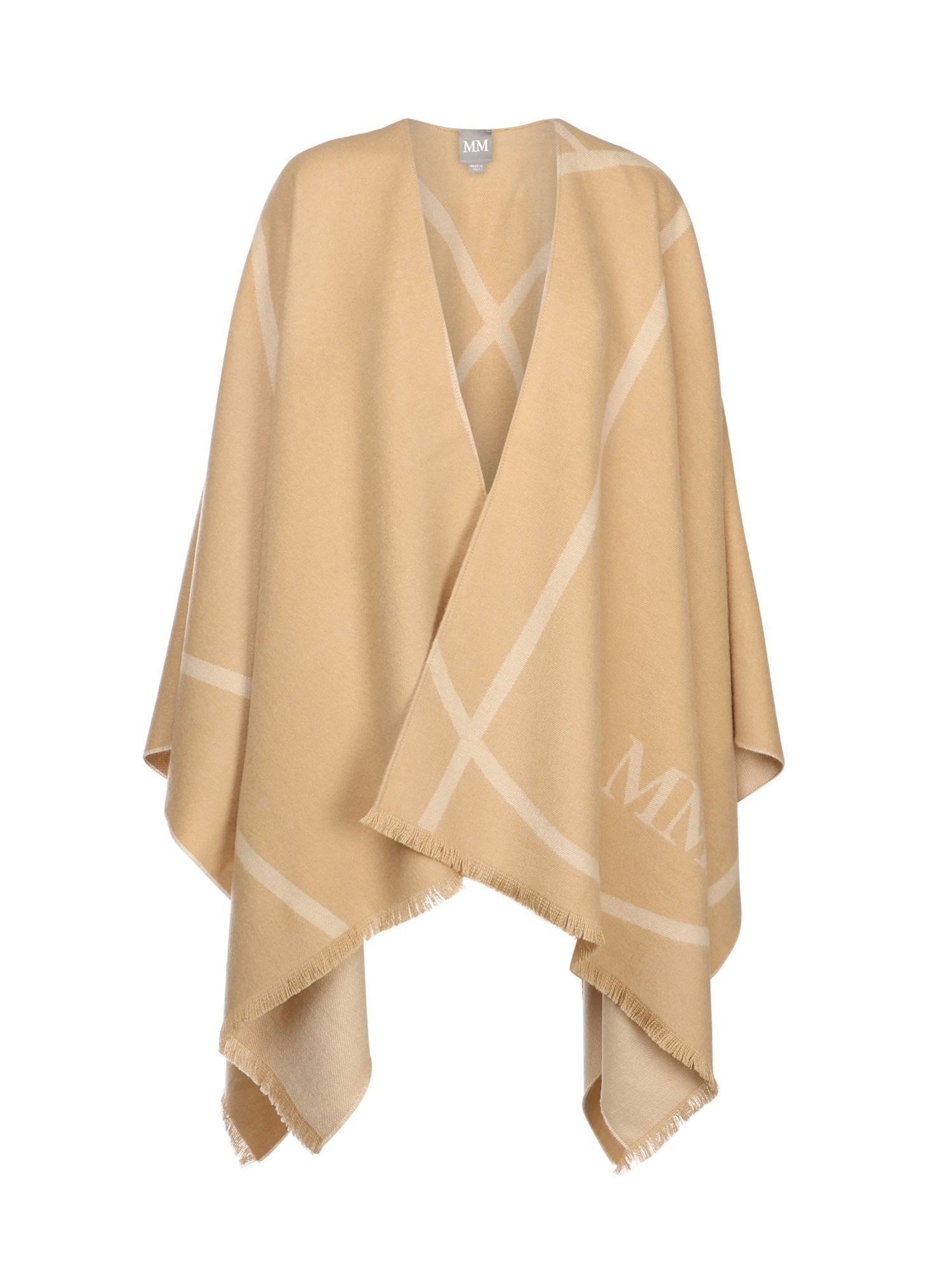 Mantella in lana con logo 2526546037600 002 MM Max Mara 
