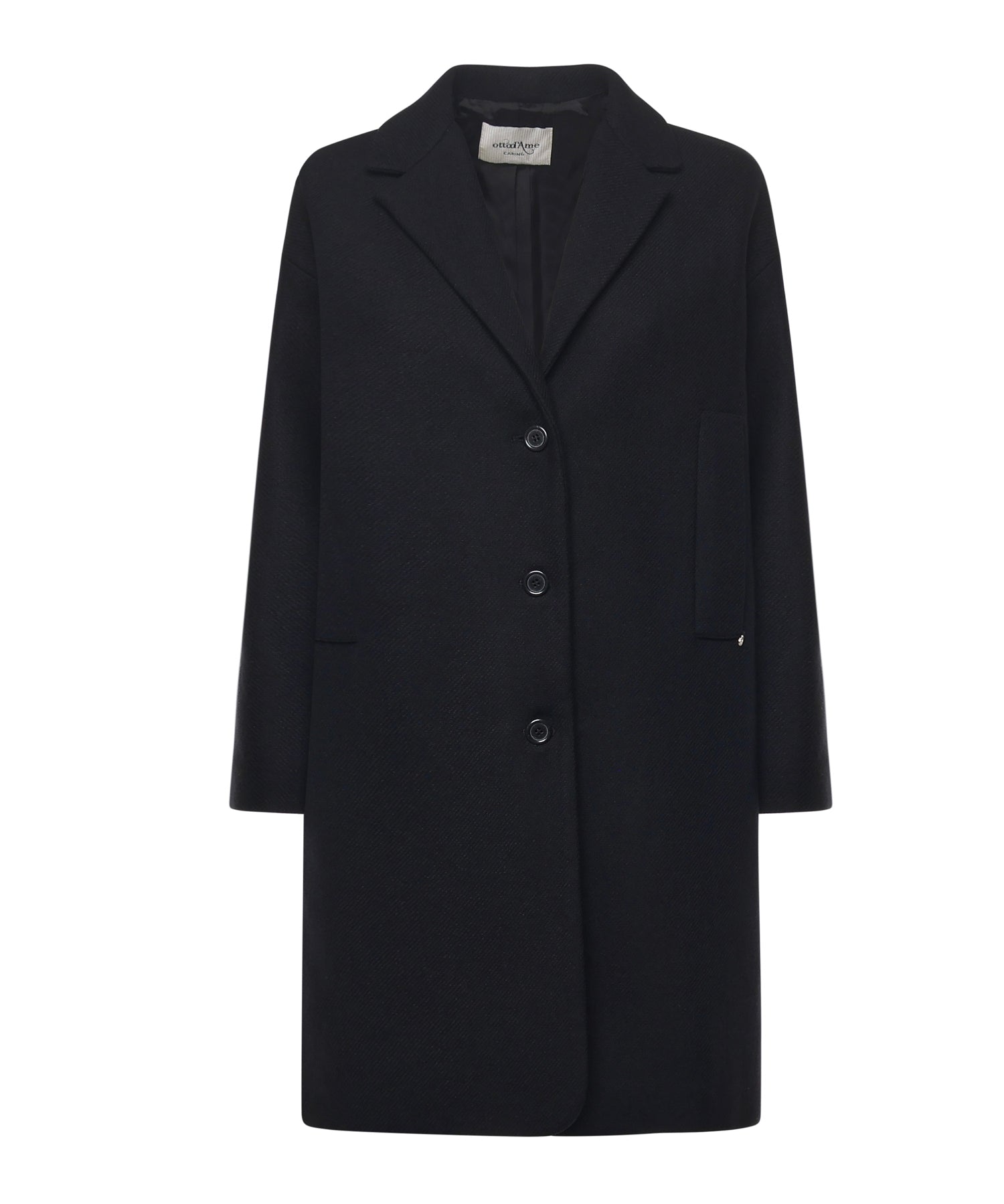 Cappotto midi in misto lana<BR/> DJ0014 NERO OTTOD'AME 