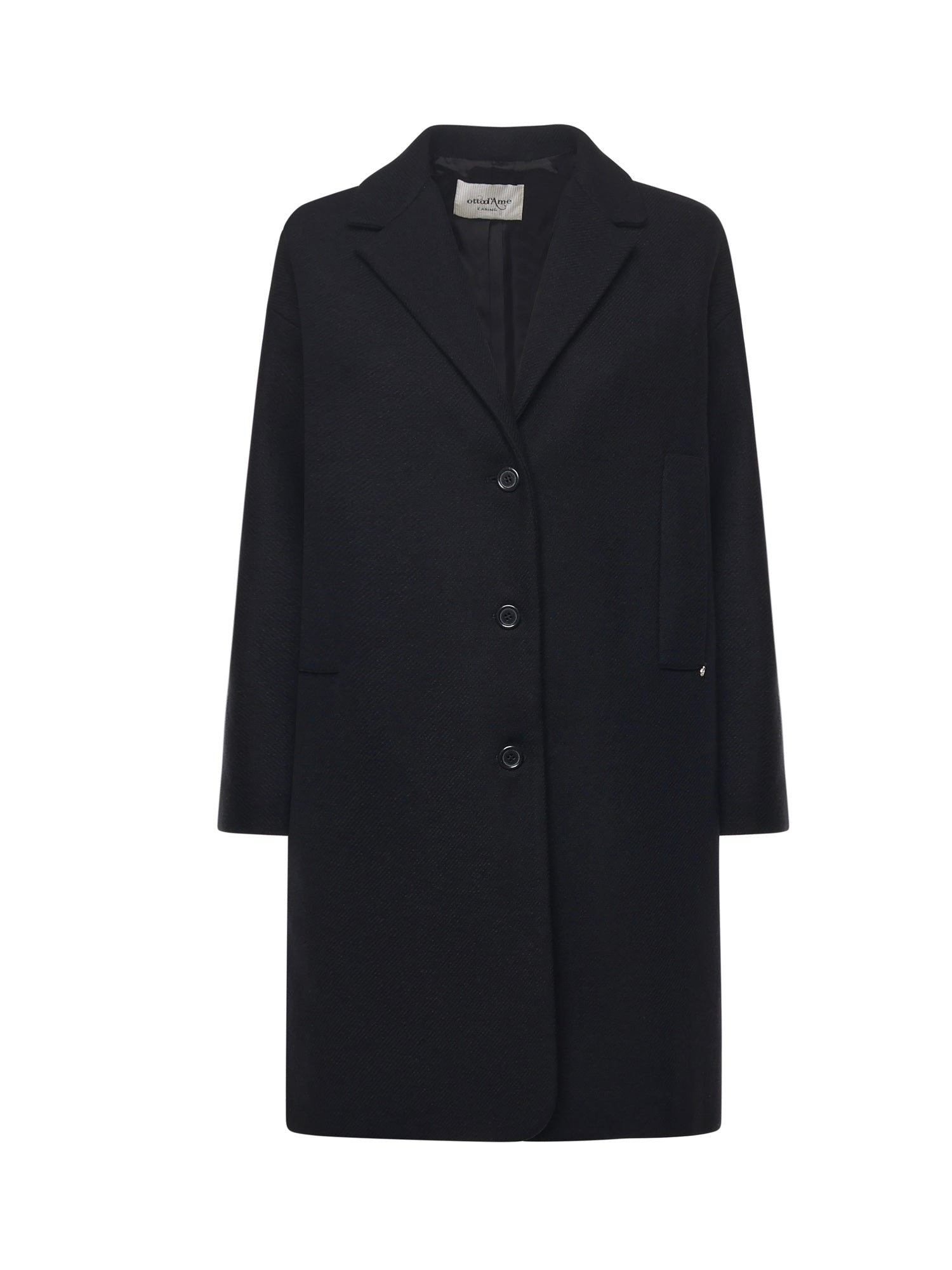 Cappotto midi in misto lana<BR/> DJ0014 NERO OTTOD'AME 