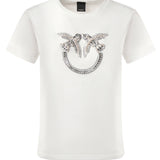 T-shirt logo Love Birds decorato 100535 A2RNZ05 PINKO 