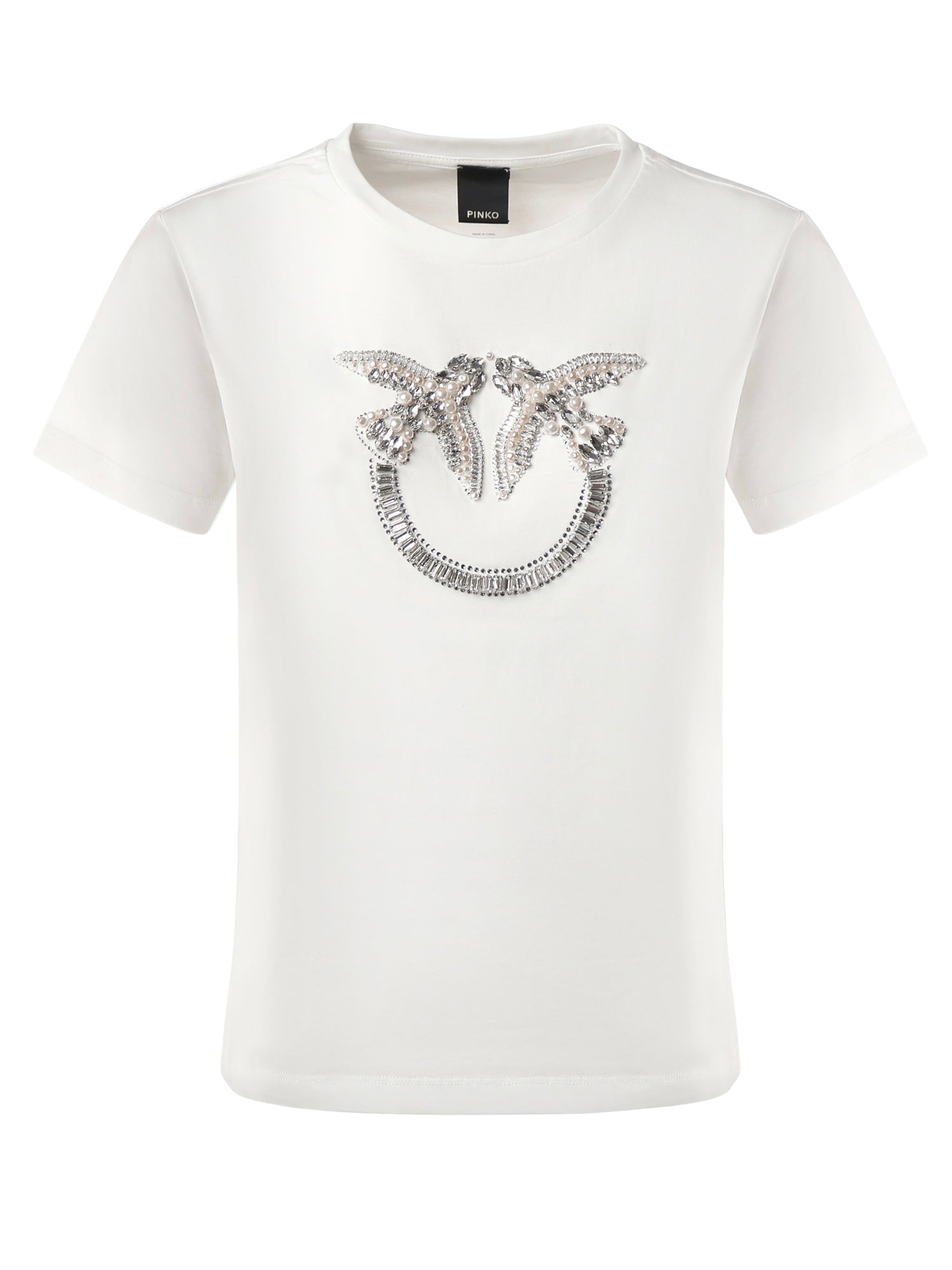 T-shirt logo Love Birds decorato 100535 A2RNZ05 PINKO 