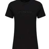 T-shirt con ricamo logo lettering 101752 A2RDZ99 PINKO 