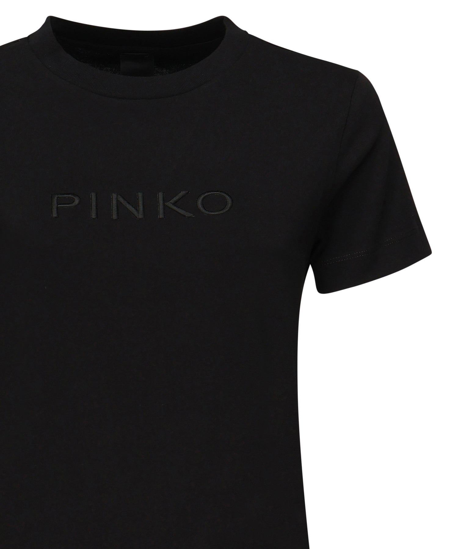 T-shirt con ricamo logo lettering 101752 A2RDZ99 PINKO 
