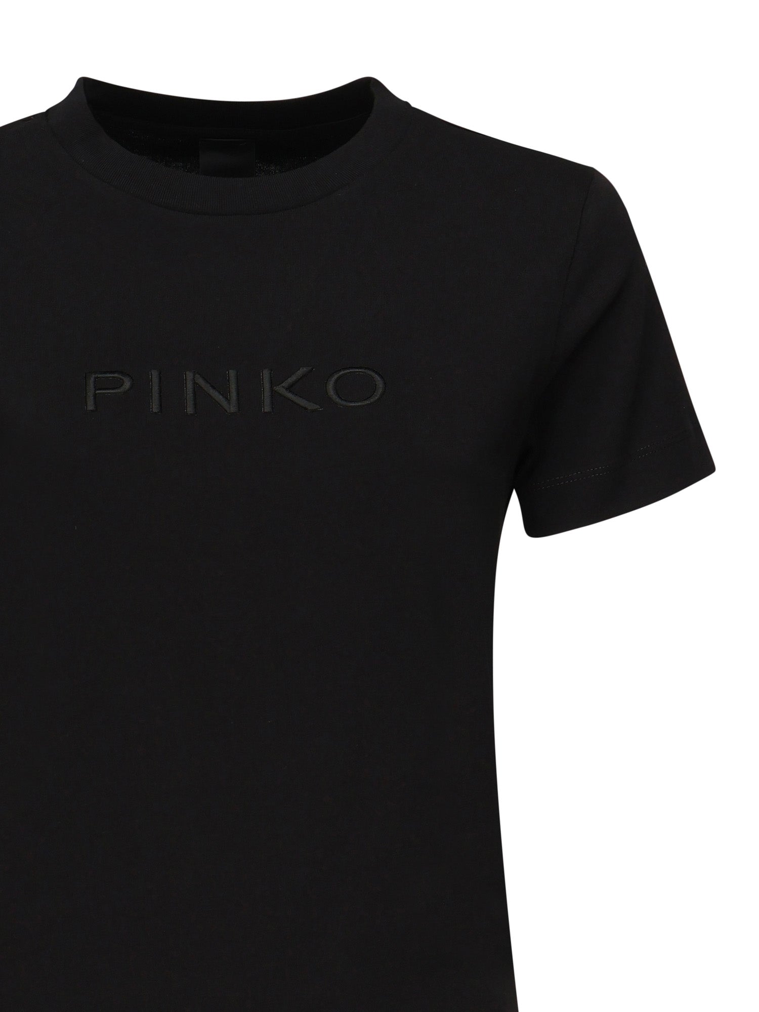 T-shirt con ricamo logo lettering 101752 A2RDZ99 PINKO 