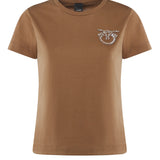 T-shirt con ricamo logo Love Birds in cristalli 103320 A2RNM10 PINKO 