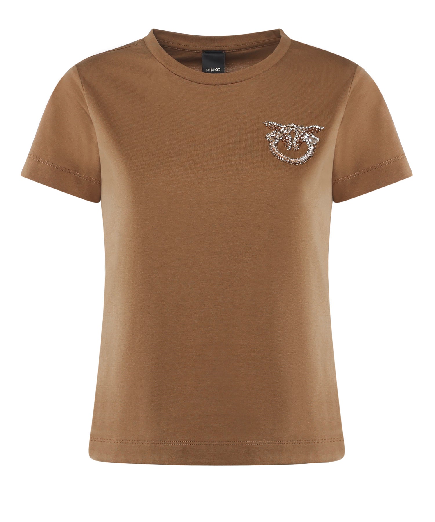 T-shirt con ricamo logo Love Birds in cristalli 103320 A2RNM10 PINKO 