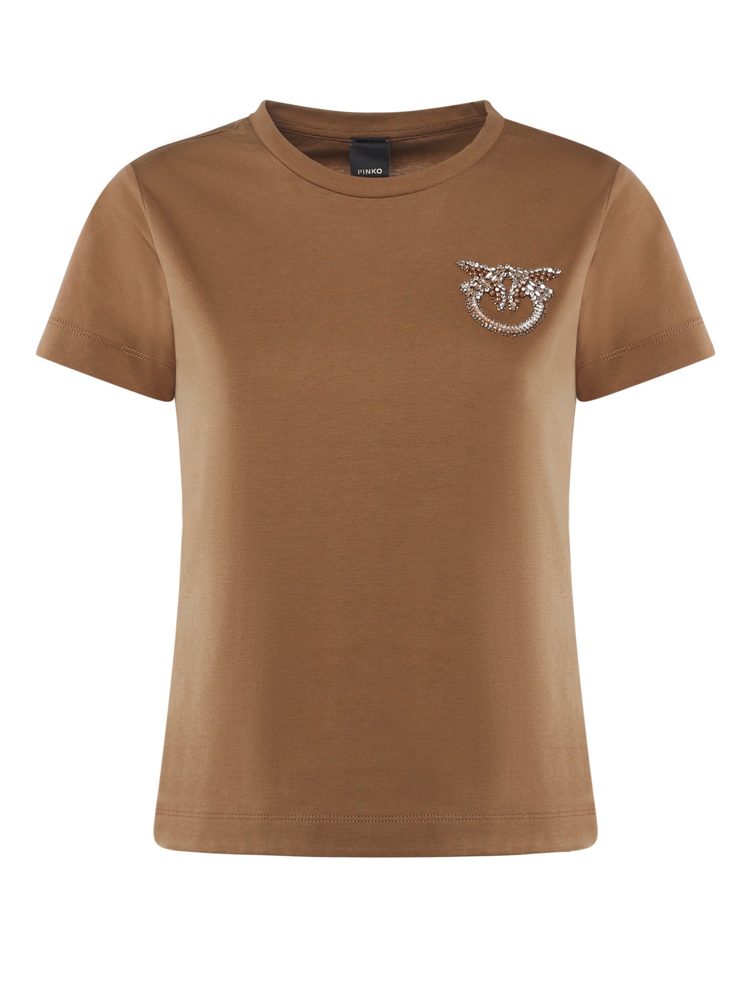 T-shirt con ricamo logo Love Birds in cristalli 103320 A2RNM10 PINKO 